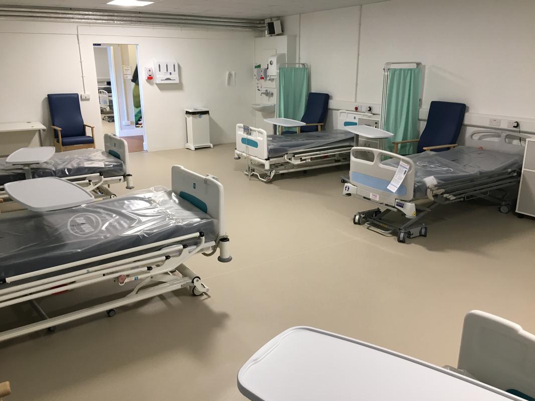 Ward at Hywel Dda University Health Board Field Hospital, Carmarthen. May 2020