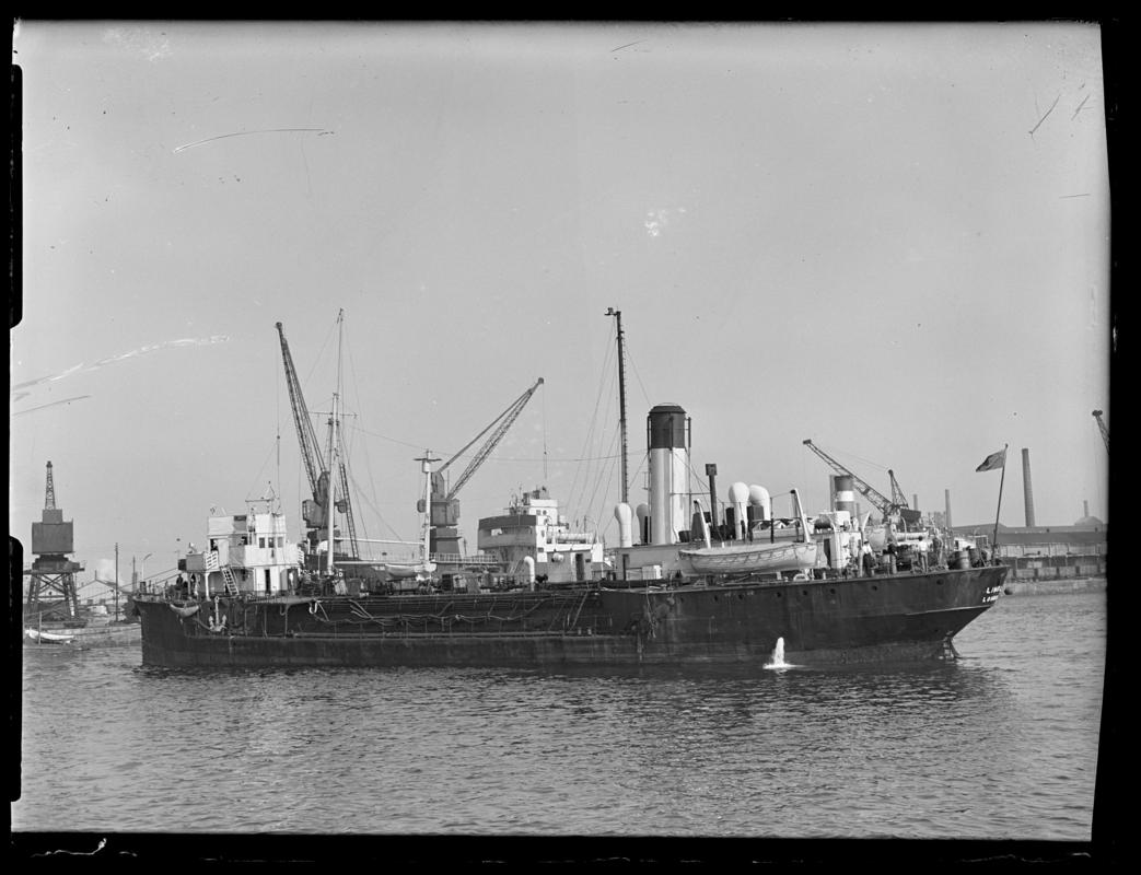Port Stern view of S.S. LIMOL, at Cardiff Docks.