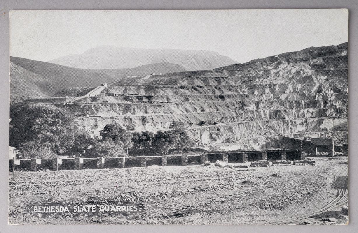 Bethesda Slate Quarries, Black and White Postcard