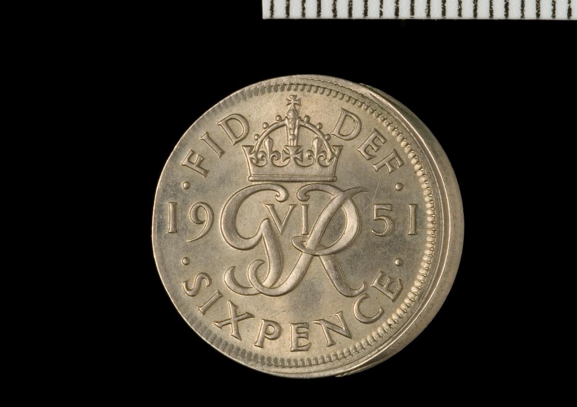 George VI sixpence (mis-struck)