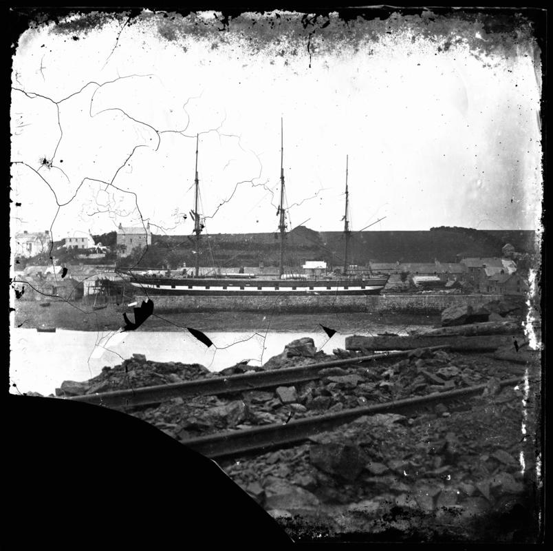 Three masted ship in dry dock at Milford Haven, c.1880's