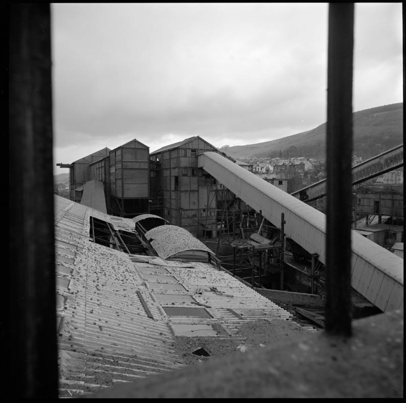 Black and white film negative showing a surface view of Deep Duffryn Colliery.  'Deep Duffryn' is transcribed from original negative bag.