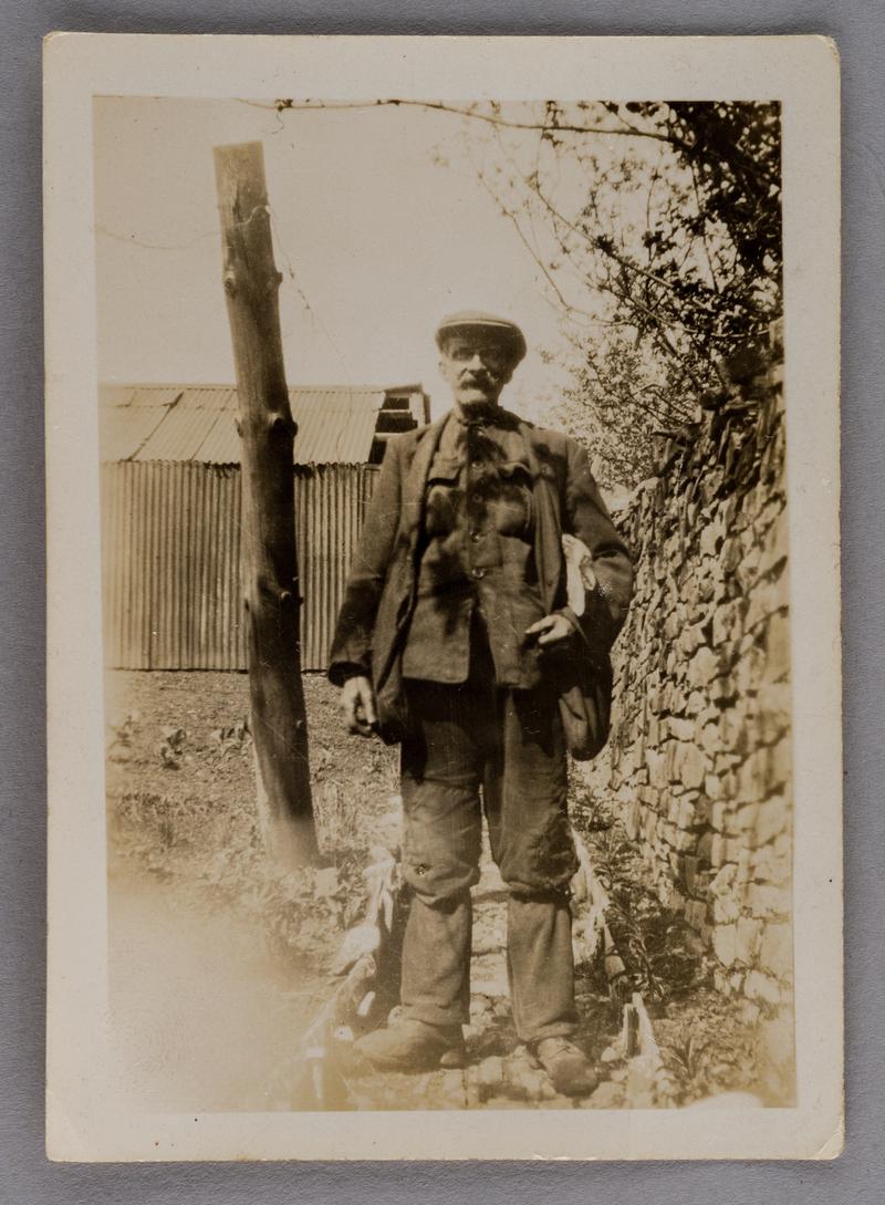 Gwilyn Edwards in working clothes. He worked at Parc & Dare Colliery, c.1930-40s.