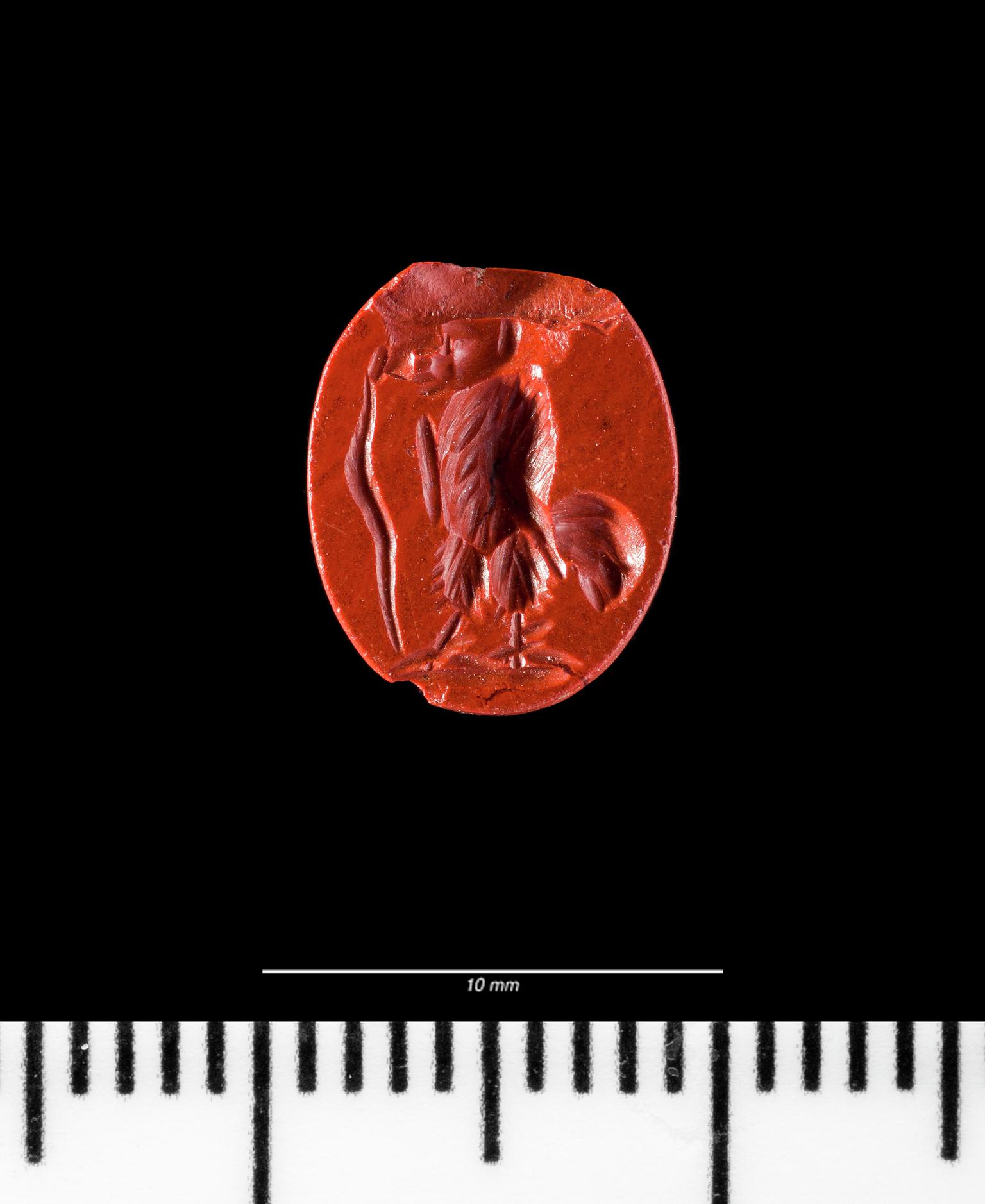 Roman intaglio (cockerel with baboon's head)