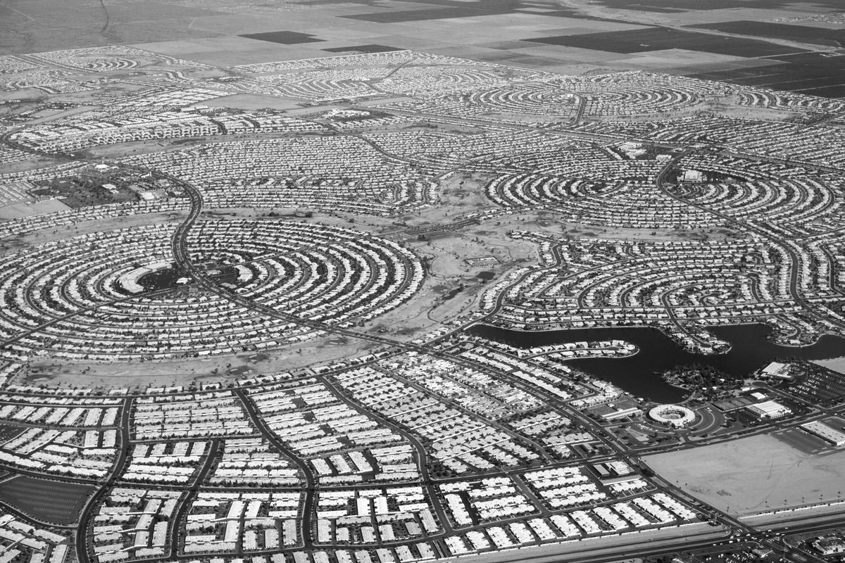 USA. ARIZONA. Sun City showing layout from the air. 1992.