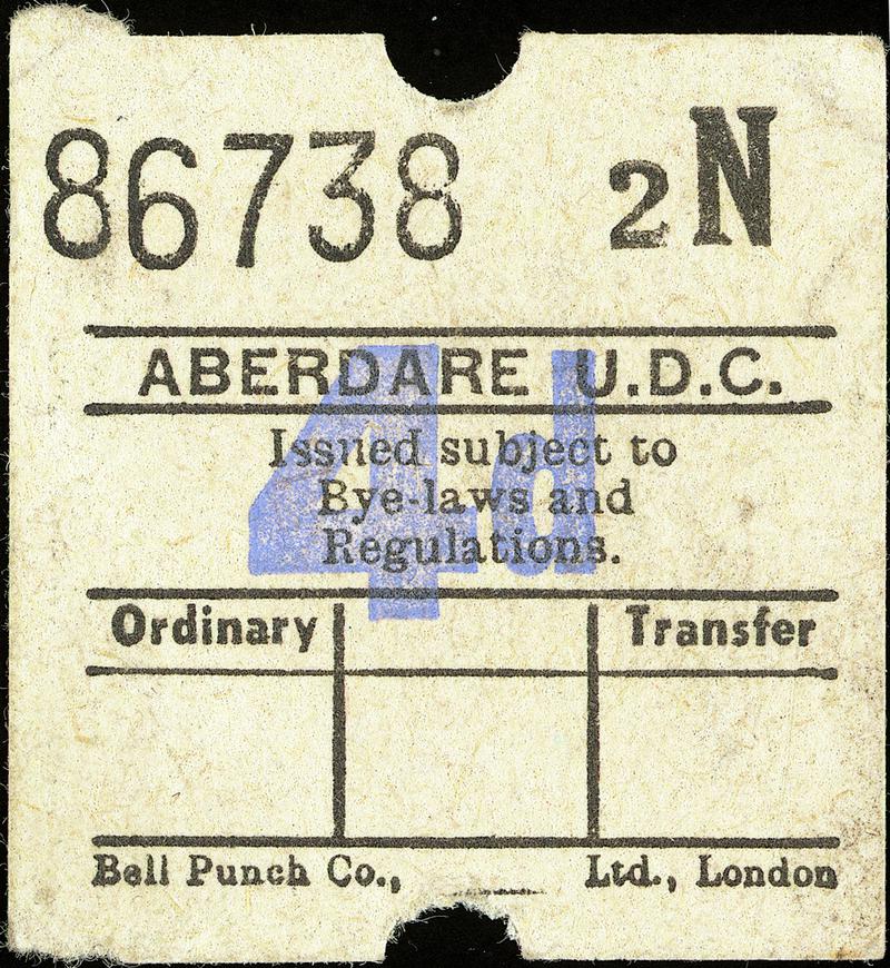 Aberdare U.D.C. bus ticket