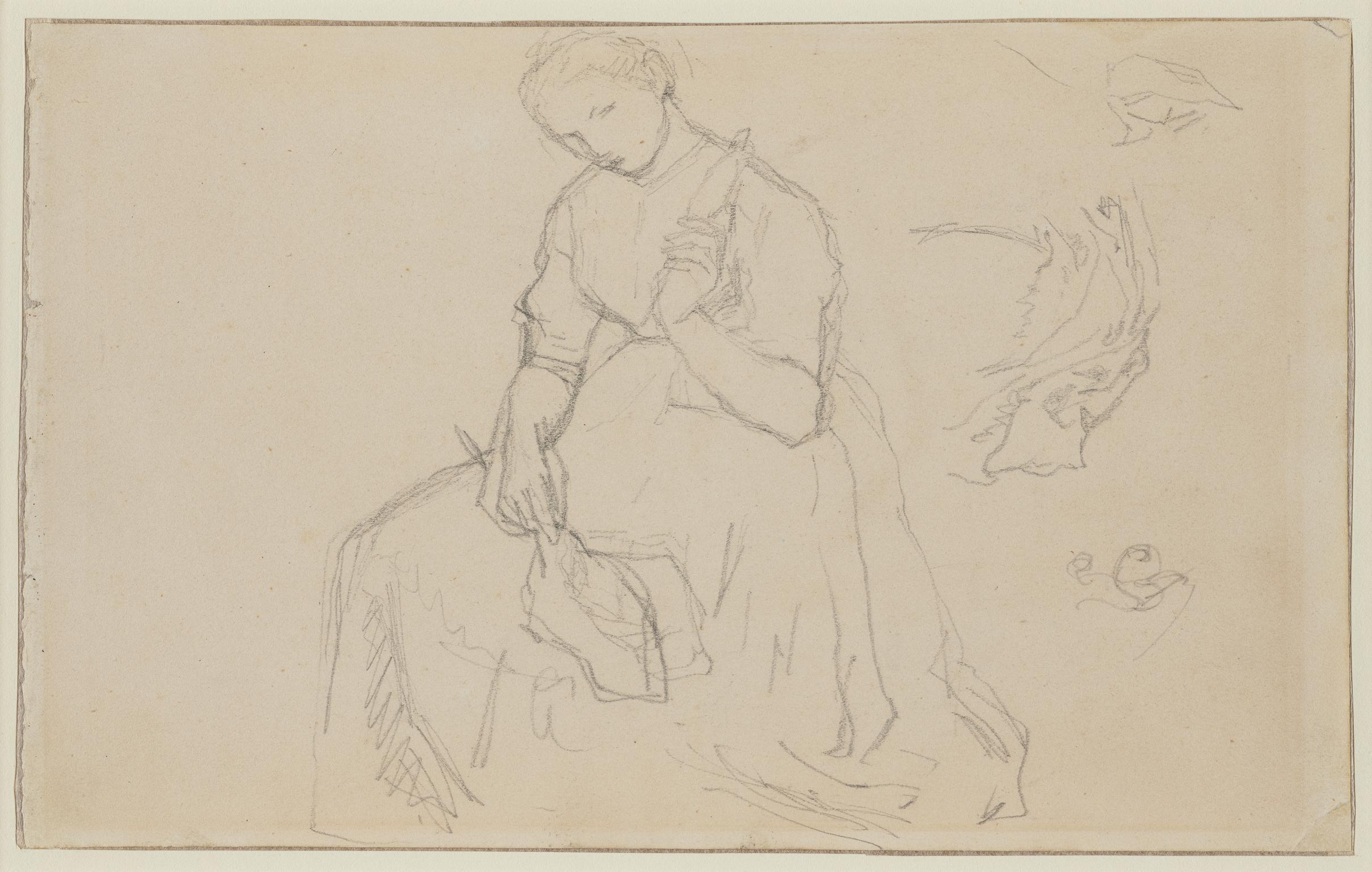 Study of seated woman with distaff