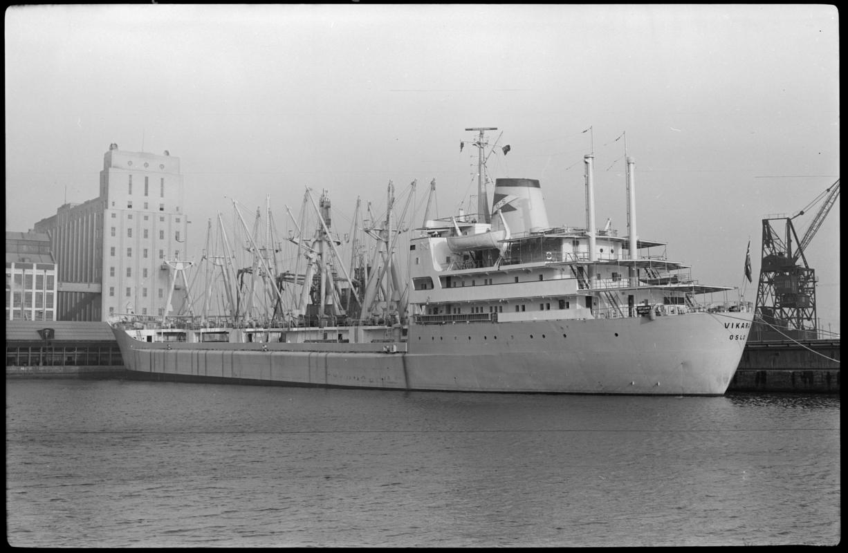 Port stern view of M.V. VIKARA at Cardiff Docks.