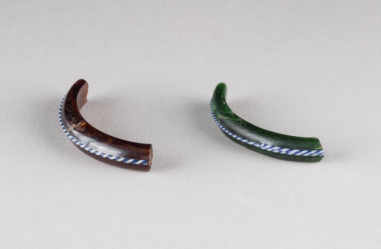 Roman glass bangle fragments x 2