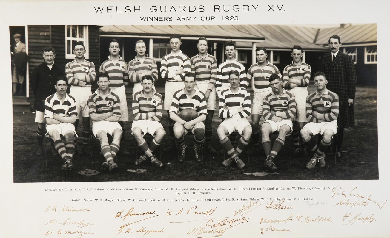 Photographic print inscribed: Welsh Guards Rugby XV