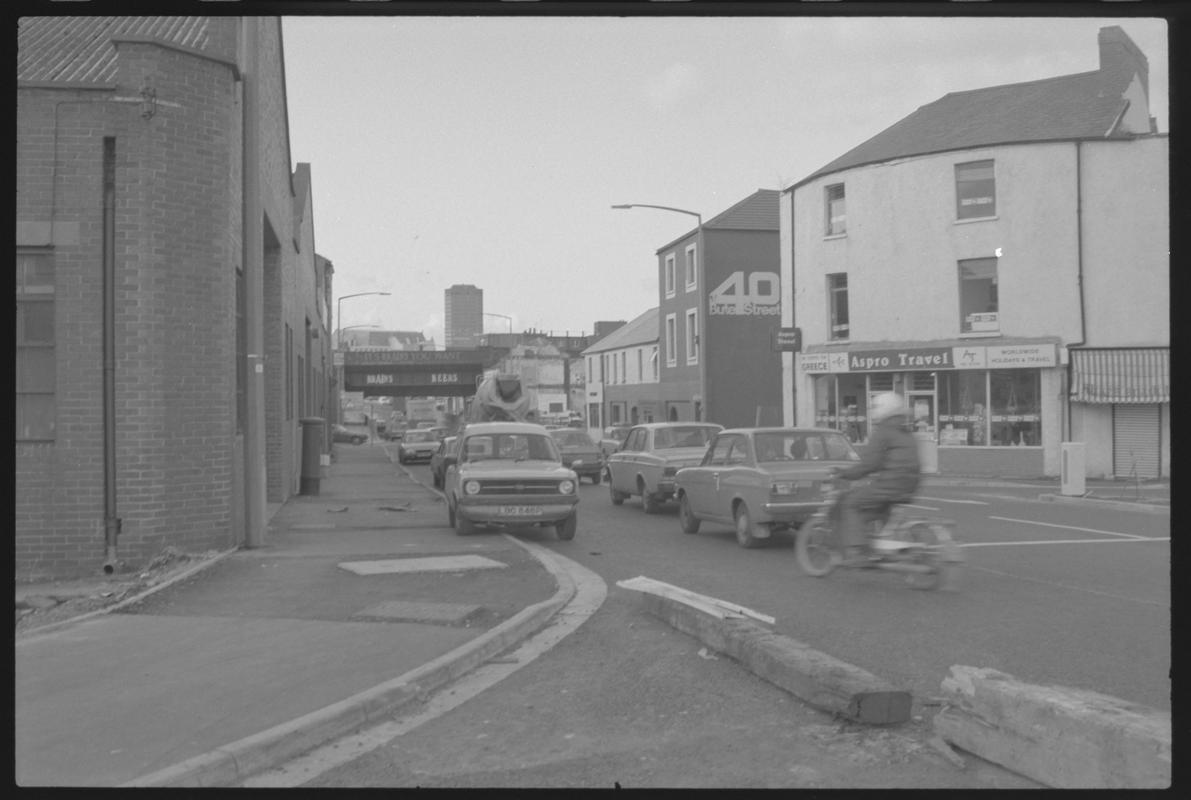 Bute Street, between new road junction and main line railway bridge.