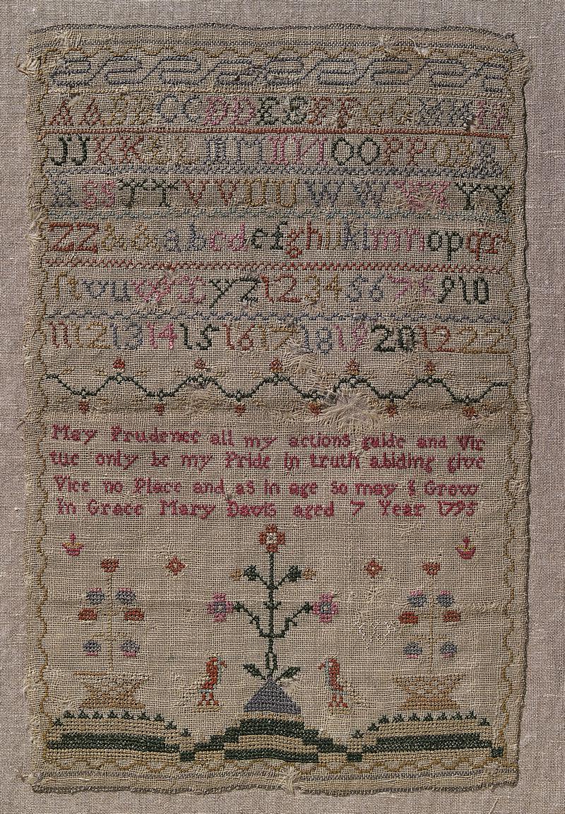 Sampler (Alphabet Motifs & Verse), made in Cowbridge, 1795