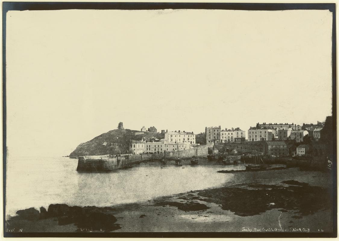 Tenby, Pier, Castle Hill from North Cliff