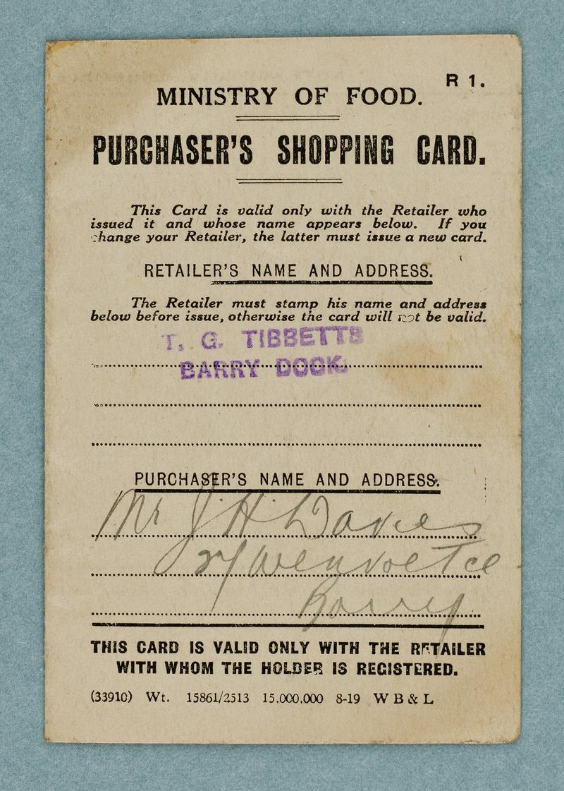The Retailer's Sugar Ticket ration card.