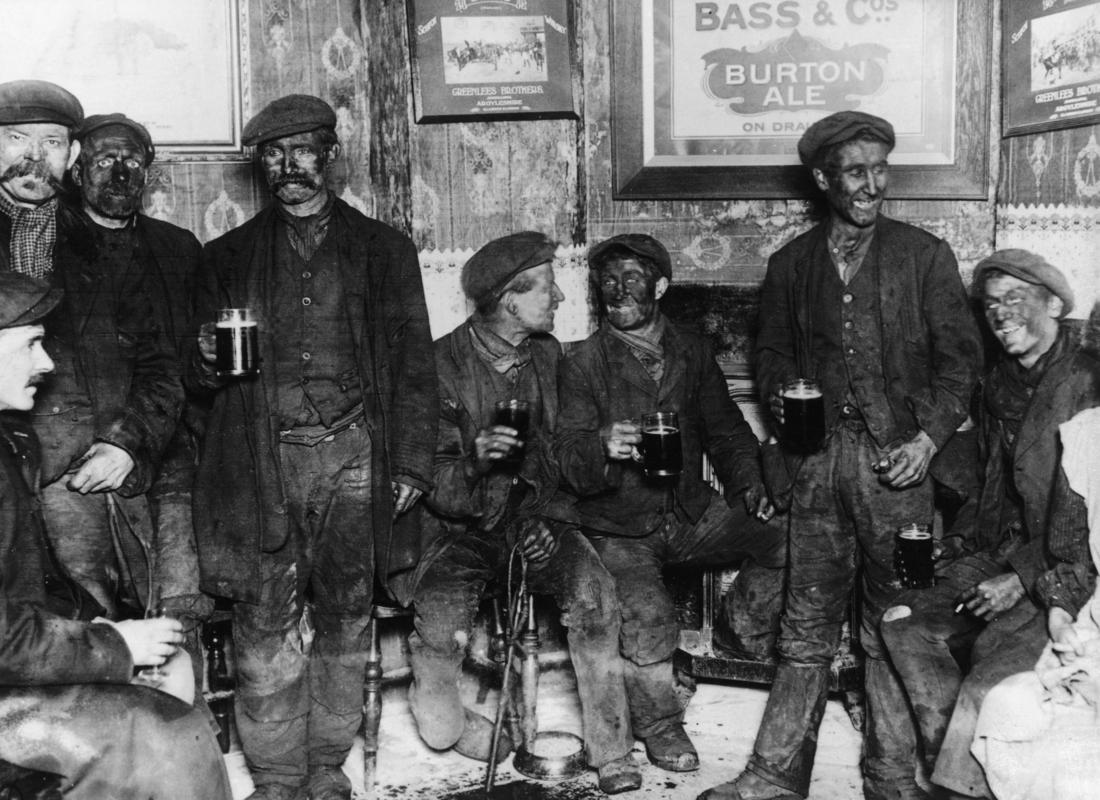 The Cambrian coal strike - "Colliers merrily discussing the situation over their pots of beer at Cwmbach"
