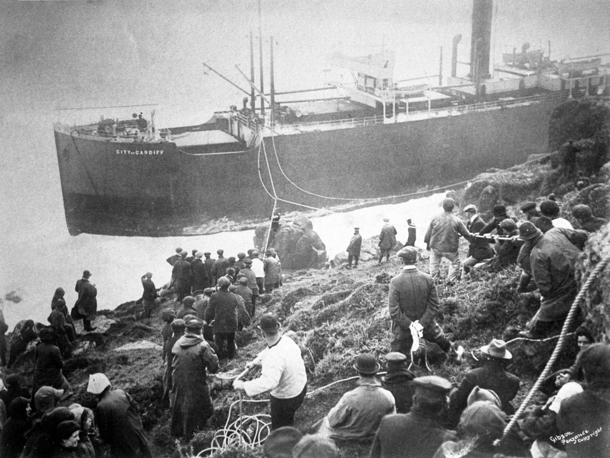 S.S. CITY OF CARDIFF aground at Pendeen, photo.