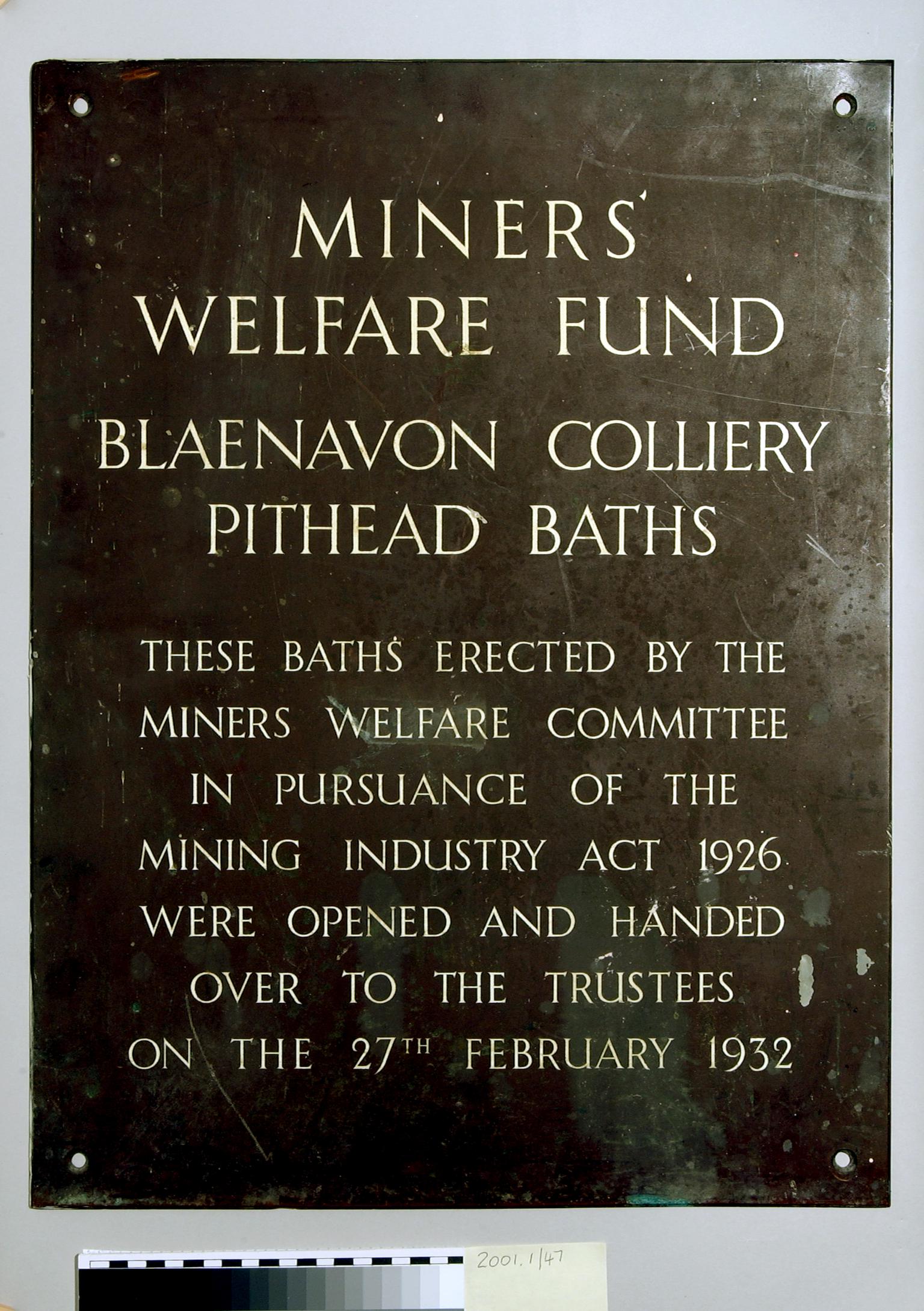 Pithead baths plaque