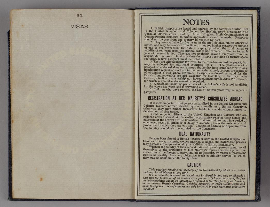 British passport issued in Jamaica, 1954