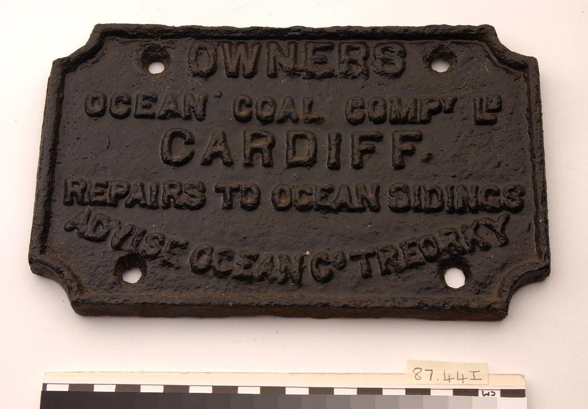 Ocean Coal Co.Ltd., railway wagon identification Plate