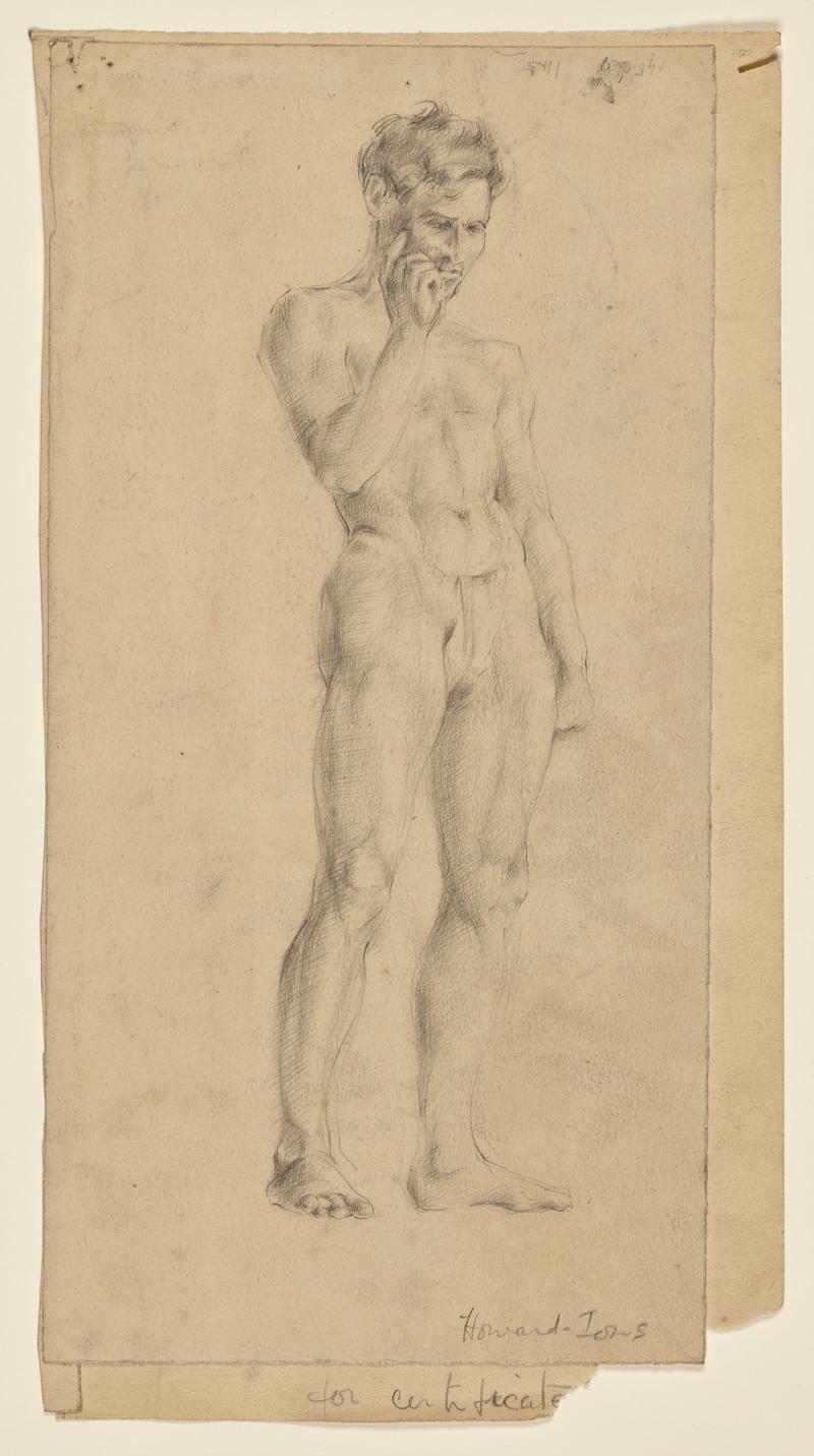 Slade Life Study - male nude in posing pouch 'for certificate'