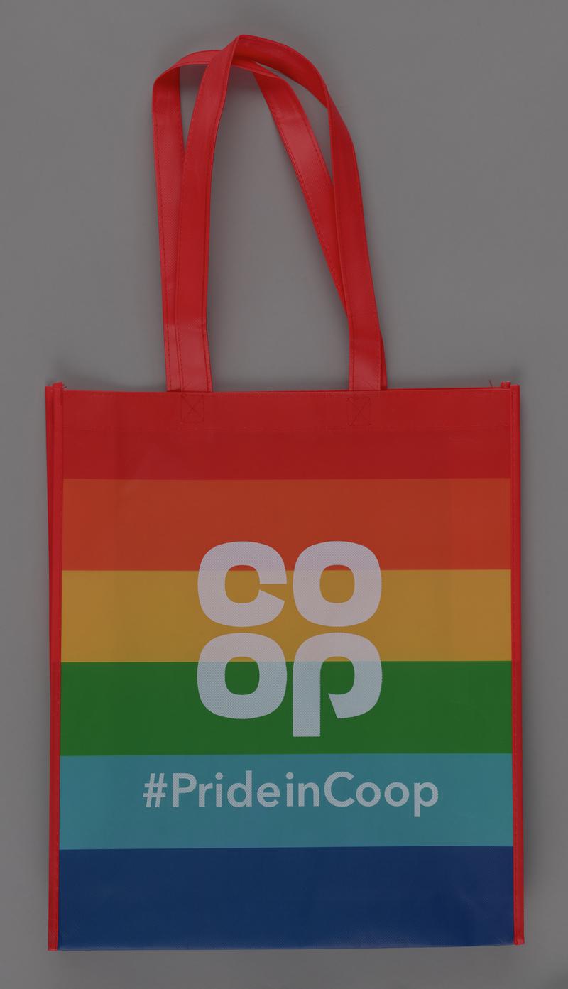 Rainbow coloured ‘Co-op #PrideinCoop’ shopping bag