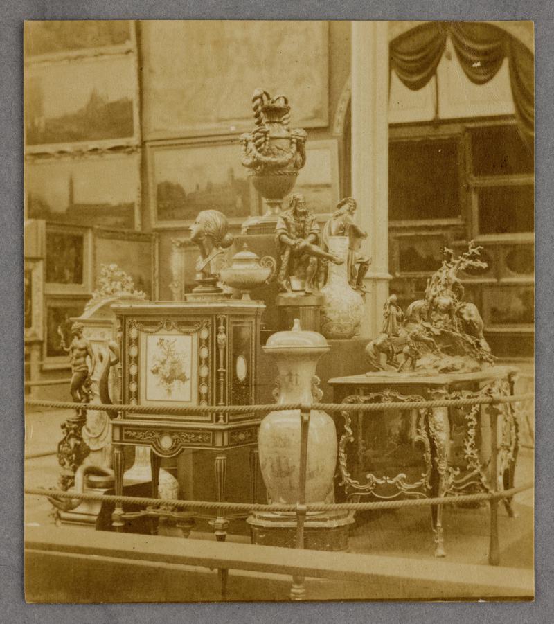 cabinets and vases in an exhibition, photograph