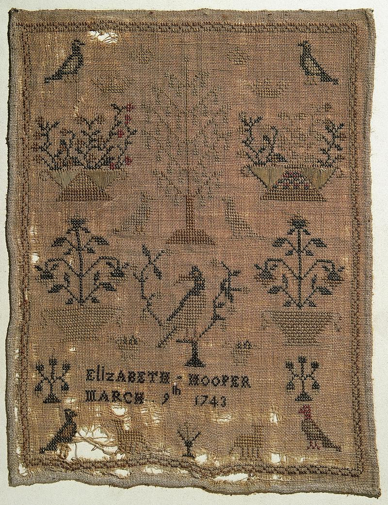 Sampler (motifs), made in Cardiff, 1743