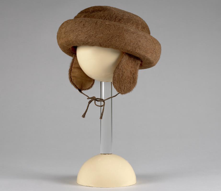 Fur flying hat worn by Charles Horace Watkins.