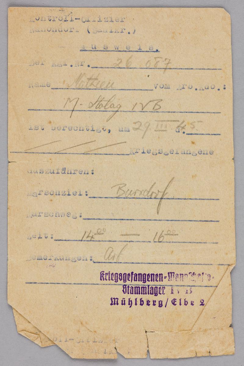 Forged Permit 'Ausweis'.