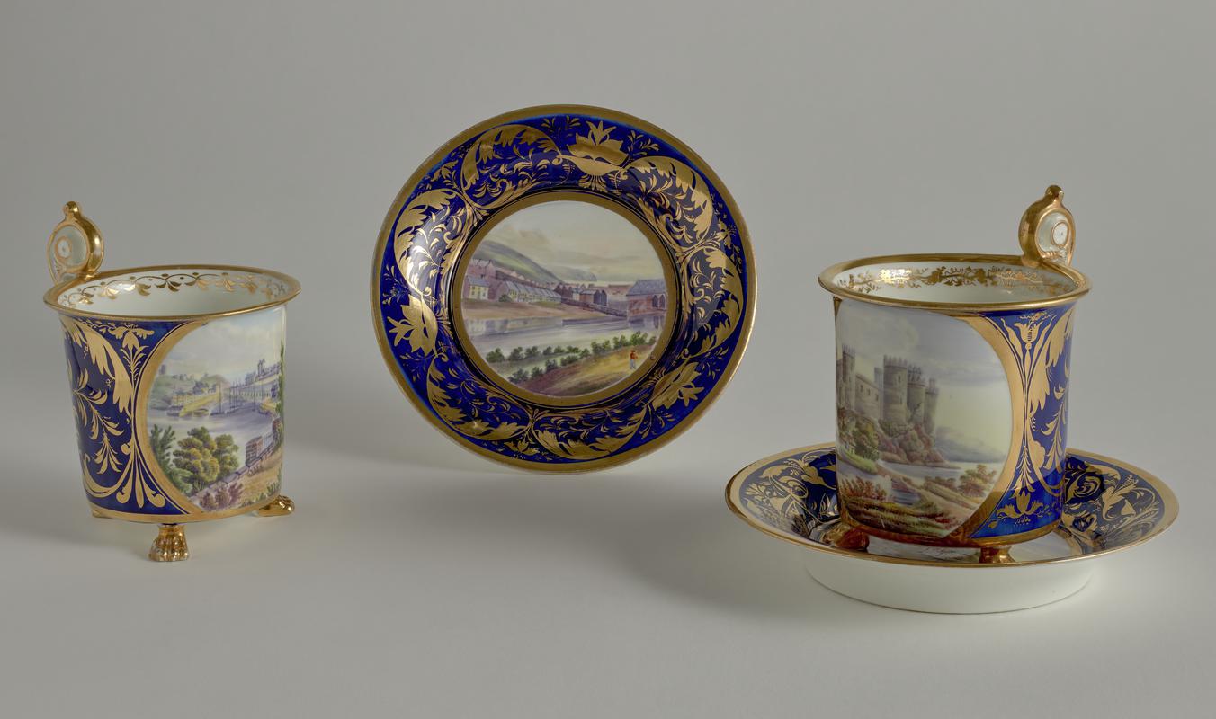 two cabinet cups and saucers, 1816-1825
