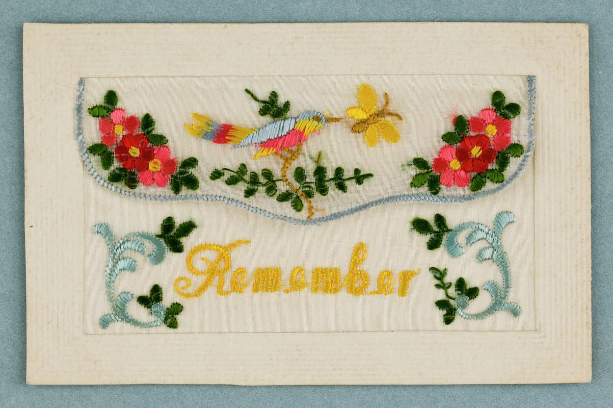 Embroidered postcard