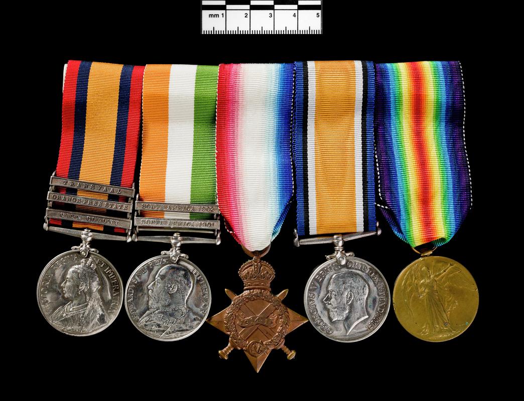 Queen's South Africa Medal, King's South Africa Medal, 1914-1915 Star, British War Medal, 1914-1920, Victory Medal, 1914-1919