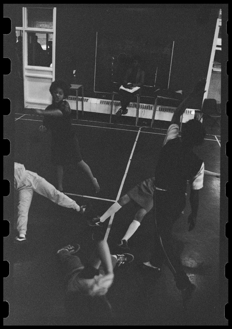 Group of girls dancing at Butetown Youth Club.