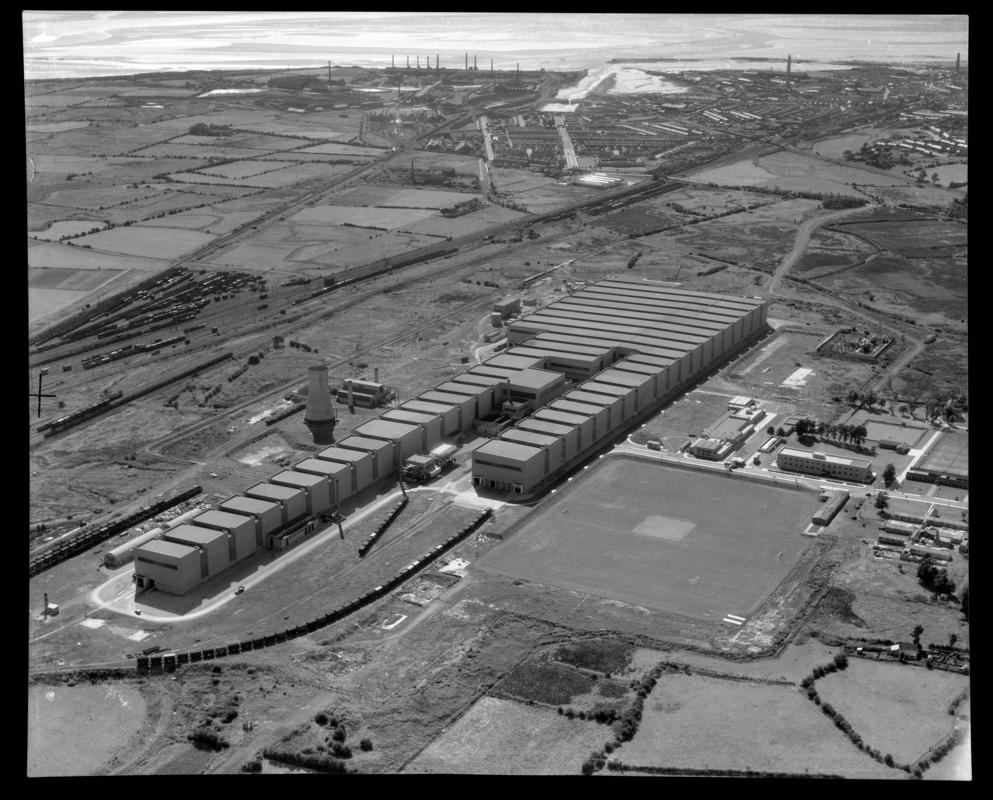 Aerial view of Steel Company of Wales works, Trostre.