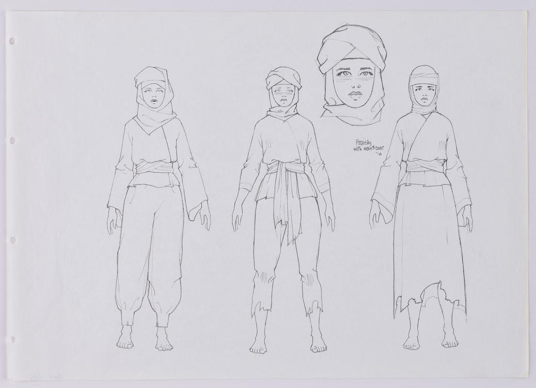 Turandot animation production sketch of the character Liu.