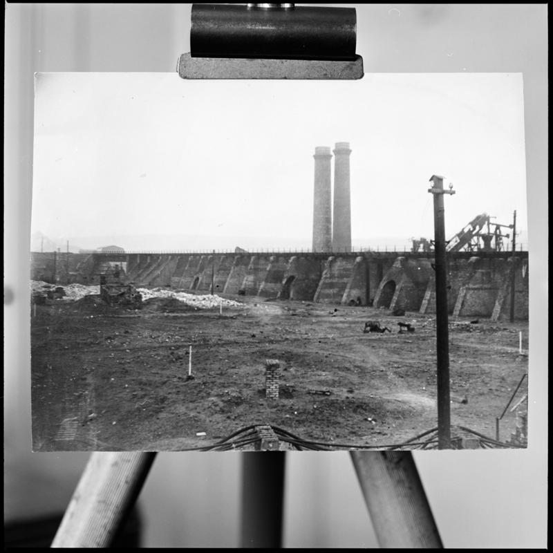 Black and white film negative of a photograph showing Coity Site, Blaenavon in 1936.  'Coity Site in 1936' is transcribed from original negative bag.