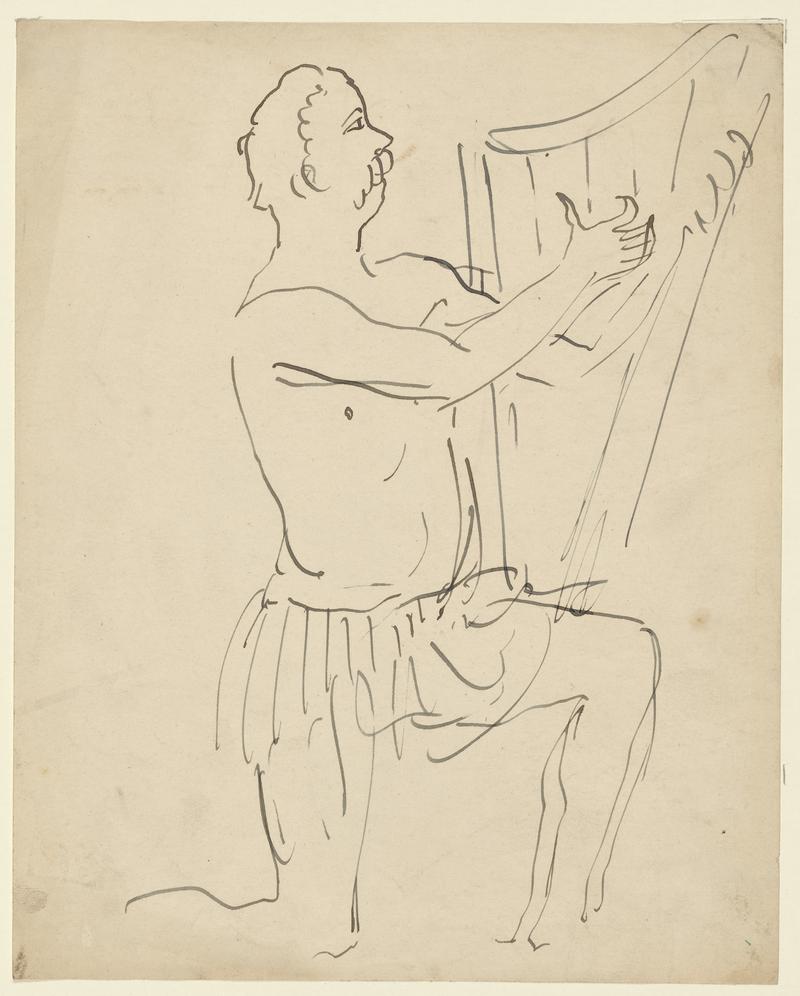Kneeling Man with Harp