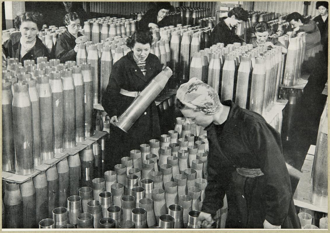 Manufacturing ammunition shells, photograph
