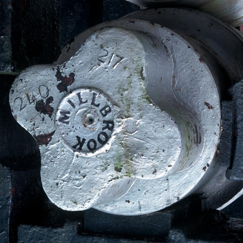 Detail of tin plate hot rolling mill cast at South Wales Foundry, Llanelli (rolls cast by Millbrook Foundry, Swansea) for Melingriffith tinplate works