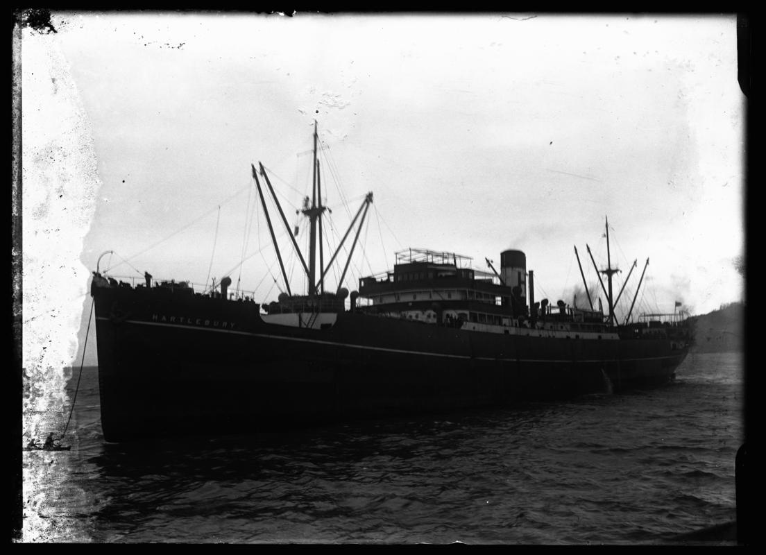 Port broadside view of S.S. HARTLEBURY,  c.1936.