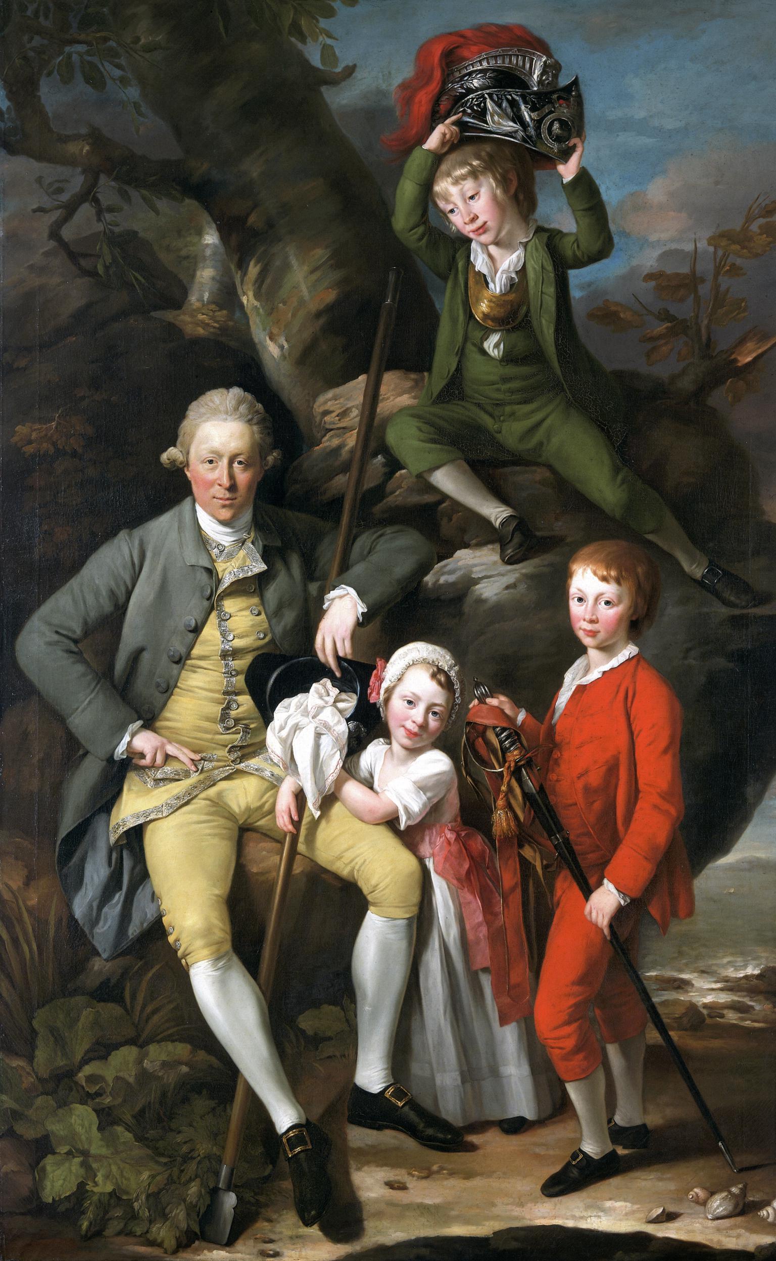 Henry Knight o Landudwg (1738-1772) a'i dri phlentyn