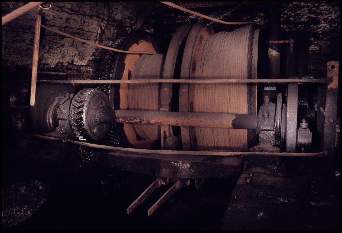 Colour film slide showing a steam haulage engine, Western Colliery, July 1976