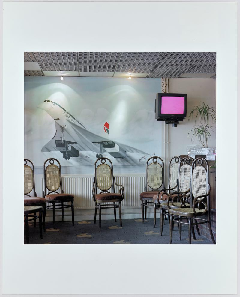 Lydd Airport. Café with painting of Concorde. Kent