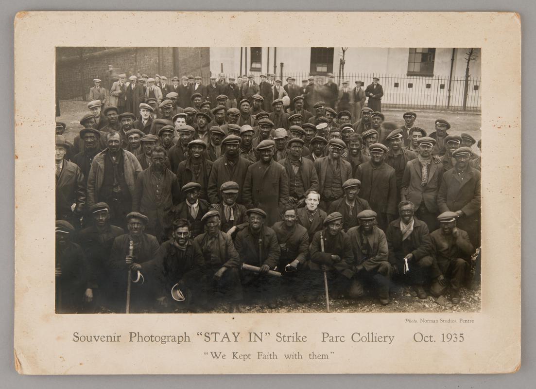 Souvenir Photograph "STAY IN" Strike Parc Colliery Oct. 1935 "We Kept Faith with them".