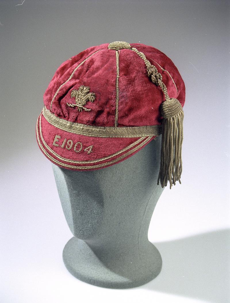 Red Velvet Wales School Boy International Rugby Cap, 1904