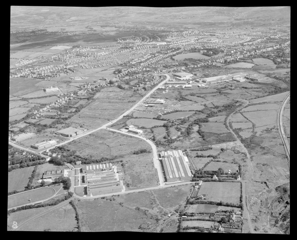Aerial view of Fforestfach industrial estate, Swansea.