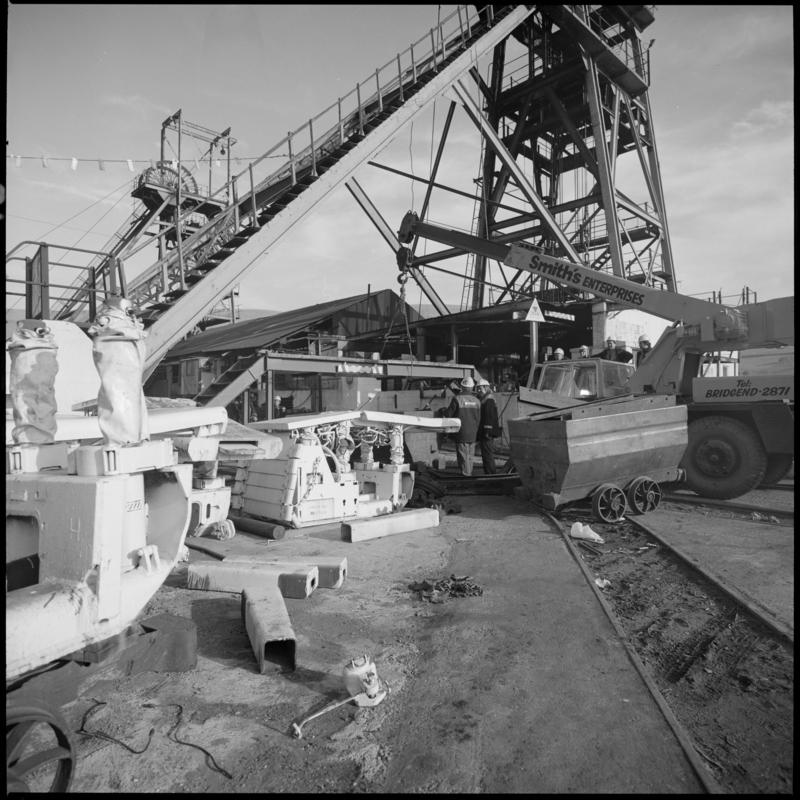 Black and white film negative showing the Western Colliery headframes. 'Western' is transcribed from original negative bag.