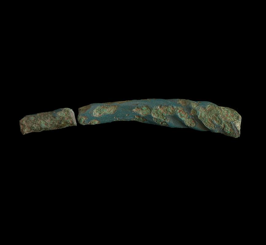 Two joining twisted bronze neck torc fragments