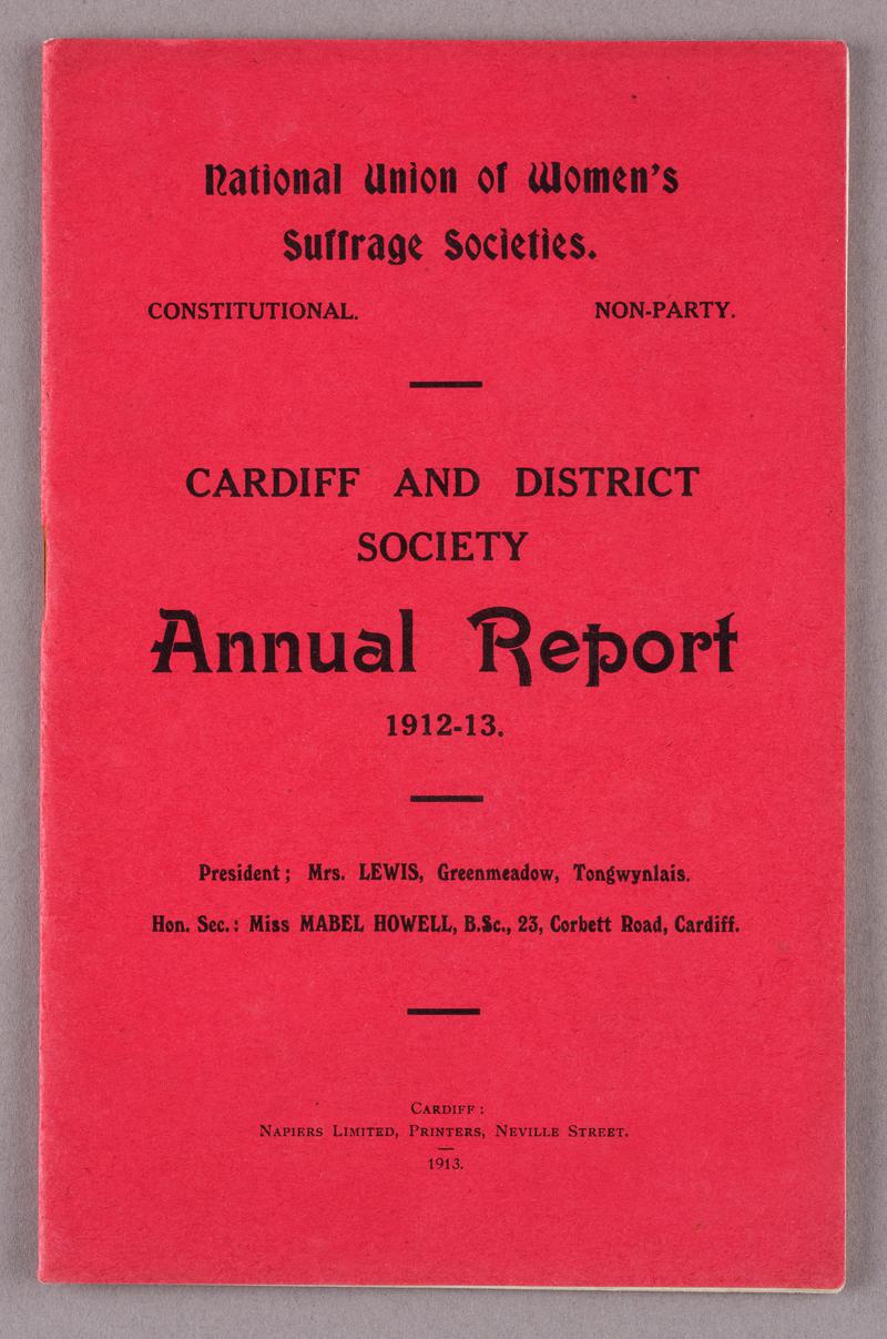 Cardiff and District Women's Suffrage Society Annual Report 1912-13.