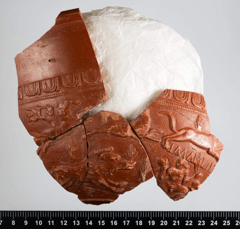 Roman samian vessel, stamped